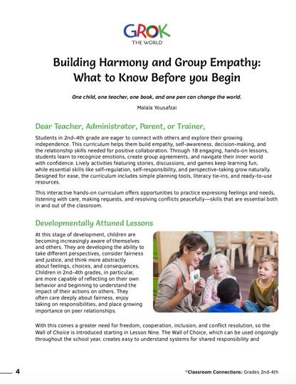 2nd – 4th Grade Curriculum: Building Empathy & Group Harmony