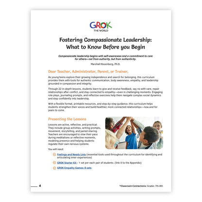 7th – 8th Grade Curriculum: Fostering Compassionate, Skillful Leadership