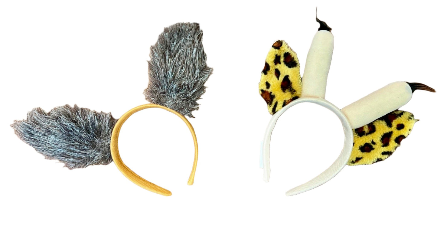 Giraffe & Jackal Puppets & Headbands (set of 4)