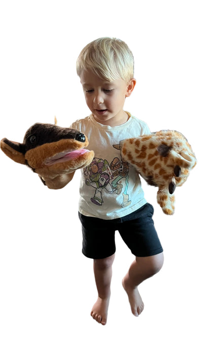 Giraffe & Jackal Puppets & Headbands (set of 4)