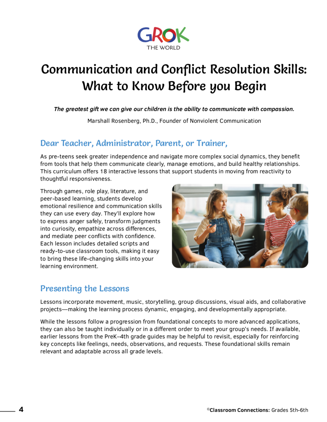 5th – 6th Grade Curriculum: Communication & Conflict Resolution Tools