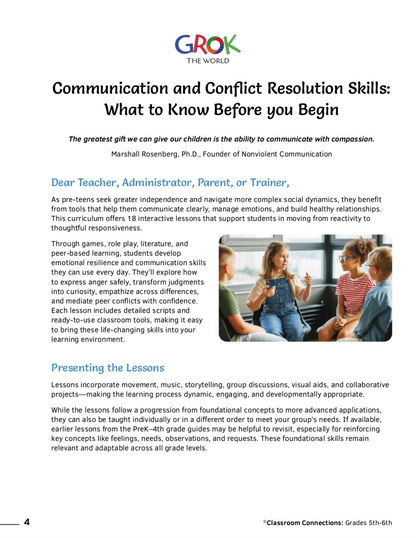 5th – 6th Grade Curriculum: Communication & Conflict Resolution Tools