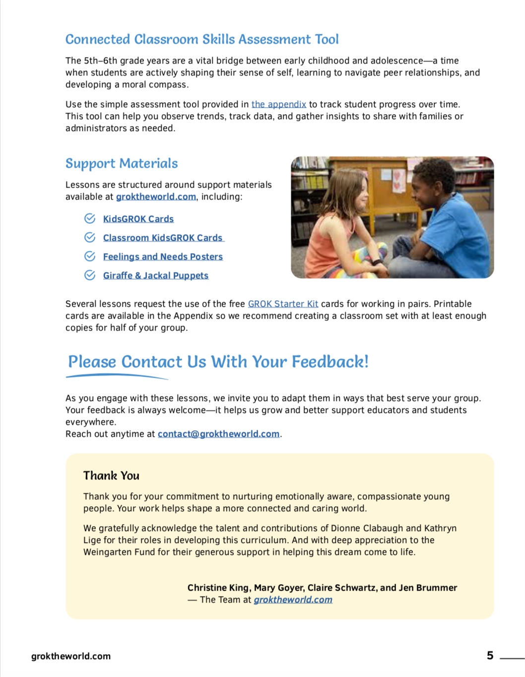 5th – 6th Grade Curriculum: Communication & Conflict Resolution Tools