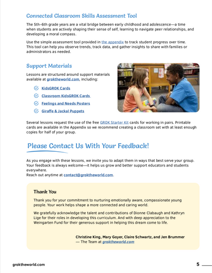 5th – 6th Grade Curriculum: Communication & Conflict Resolution Tools