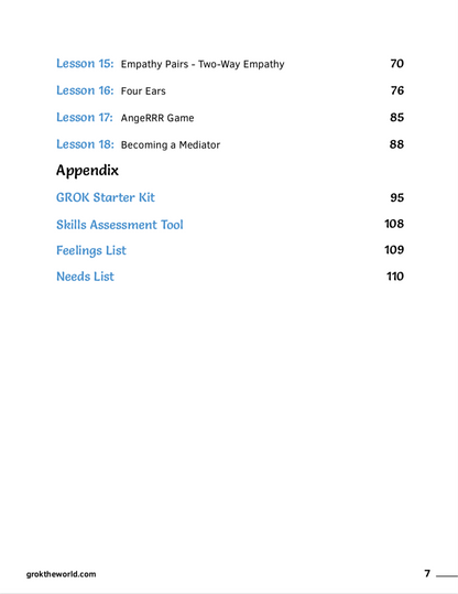 5th – 6th Grade Curriculum: Communication & Conflict Resolution Tools